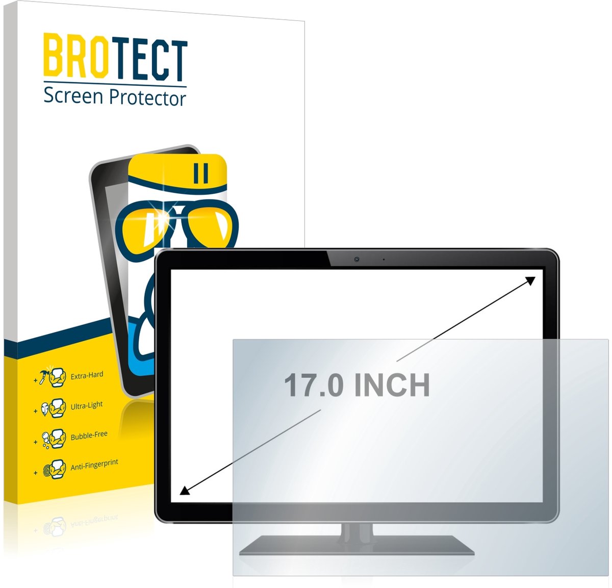 BROTECT - Screenprotector voor POS-systemen met 17 inch Schermen [341 mm x 273 mm, 4:3] - Folie Beschermfolie Beschermglas transparant