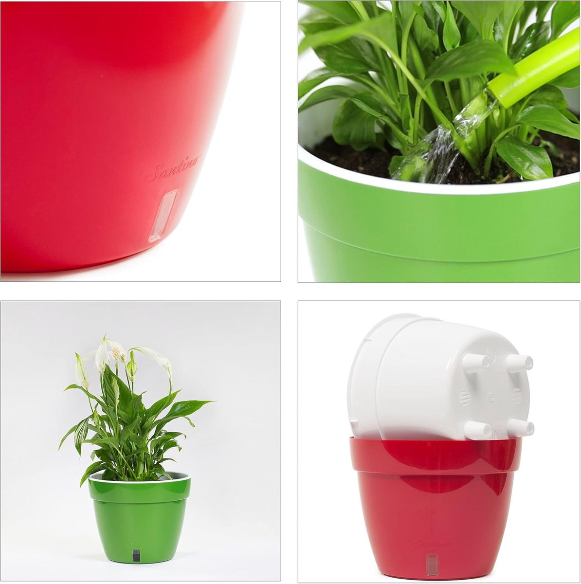 Zelfbewaterende Bloempot - Pot met Waterindicator - Planten Verzorgen - Waterniveau Zichtbaar - 23.5 cm Diameter - Antraciet Wit — cadeau in Wonen & Interieur - foto 2