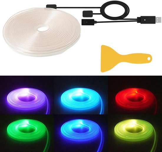 HMYC Acryl LED-interieurverlichting – 2 Stuks 110 Cm, 128 Kleuren, RGB, Met App-bediening En Muzieksynchronisatie, Voor Auto's En Meer