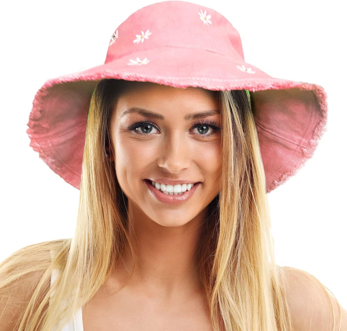 Zonnehoed Dames - Boerenhoed Katoen - Bescherming Tegen Zon - Vormbare Rand - 57-58 cm