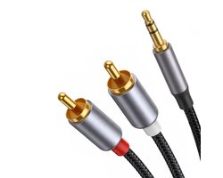 Qost - Aux naar RCA Kabel - 1.5 Meter - 3.5mm Jack naar 2 RCA Stereo - Audio Cable - Jack 3.5mm naar 2 Tulp Plug
