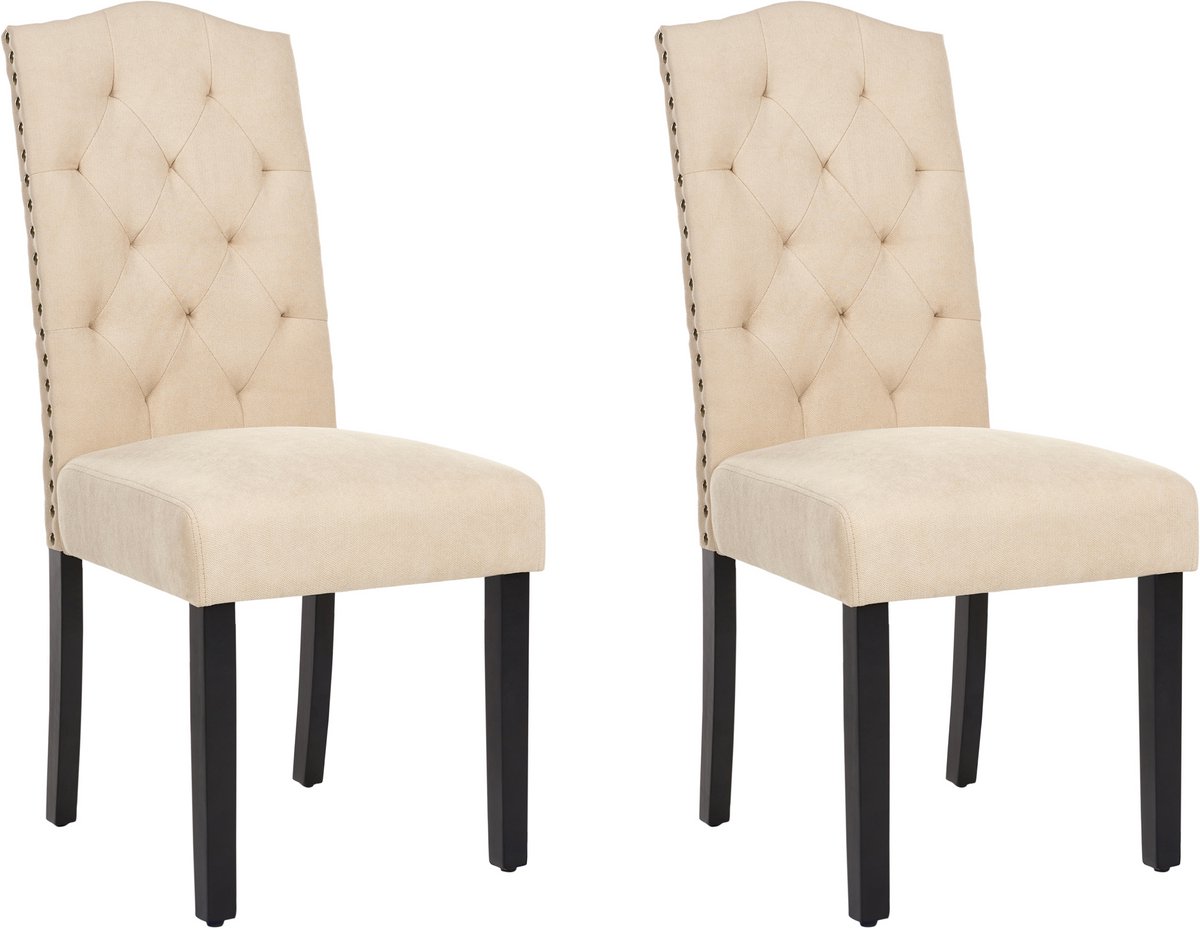 SHIRLEY - Eetkamerstoel - Zandbeige - Polyester