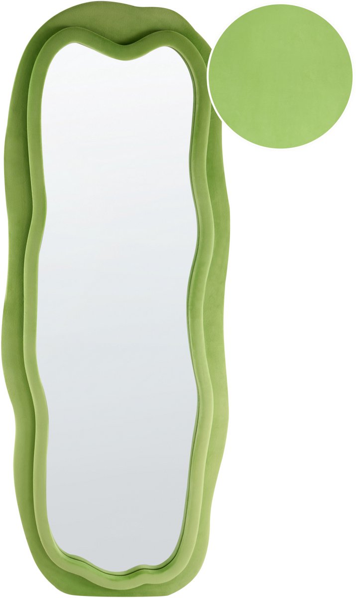 Beliani BEAUNE - Wandspiegel - Groen - Fluweel/MDF