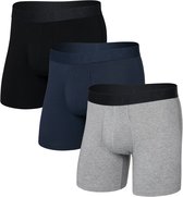 SAXX Caleçon Boxer Homme DropTemp® - Pack de 3 - Sous-vêtement Technologie de Refroidissement - Boxer Évacuation de l'humidité - Mélange Coton/Modal - Gris - M