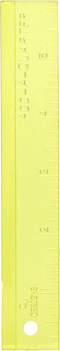 Naai Liniaal - Kwart Liniaal - Precisie Naaien - Automatische Naadtoeslag - 6 Inch - Geel