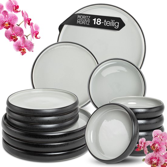 Moritz & Moritz SOLID UNI gris Geschirrset 18 pièces.