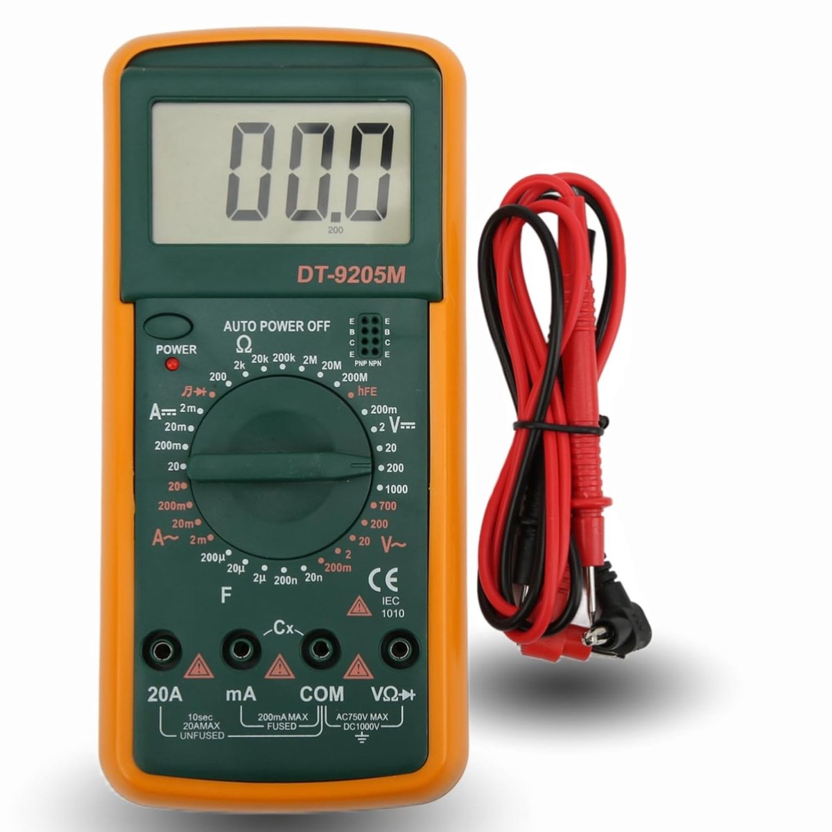 Digitale Multimeter - Spanningsstroommeter - Huishoudelijk Gebruik - Draagbaar LCD Display - 2 Testpennen - Zwart