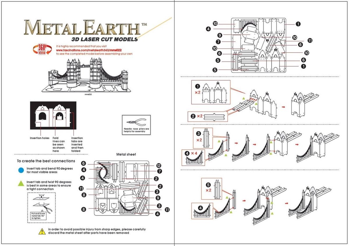 Metal Earth Modelbouw 3D London Tower Bridge - Metaal — afbeelding 6