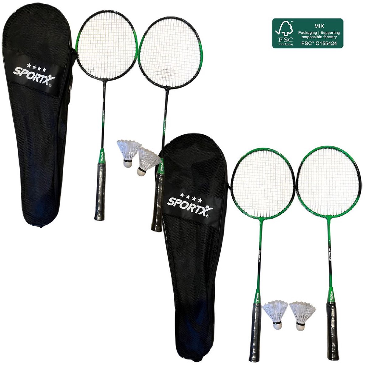 SportX badmintonset - 4 ster kwaliteit - FSC - badminton speelgoed.