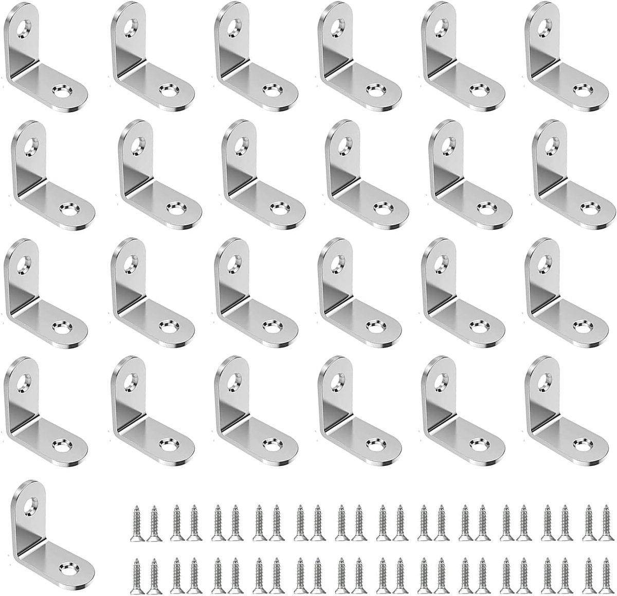 Hoekverbinder Roestvrij Staal - Hoekklemmen L-hoek - Meubels Monteren - 90 Graden Bevestiging - 20 x 20 mm - Zilver