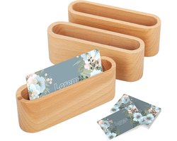 Set van 3 creatieve houten visitekaarthouders - Houten visitekaarthouder - Zeer stabiel - Voor tentoonstelling, woonkamer, receptie, kantoor