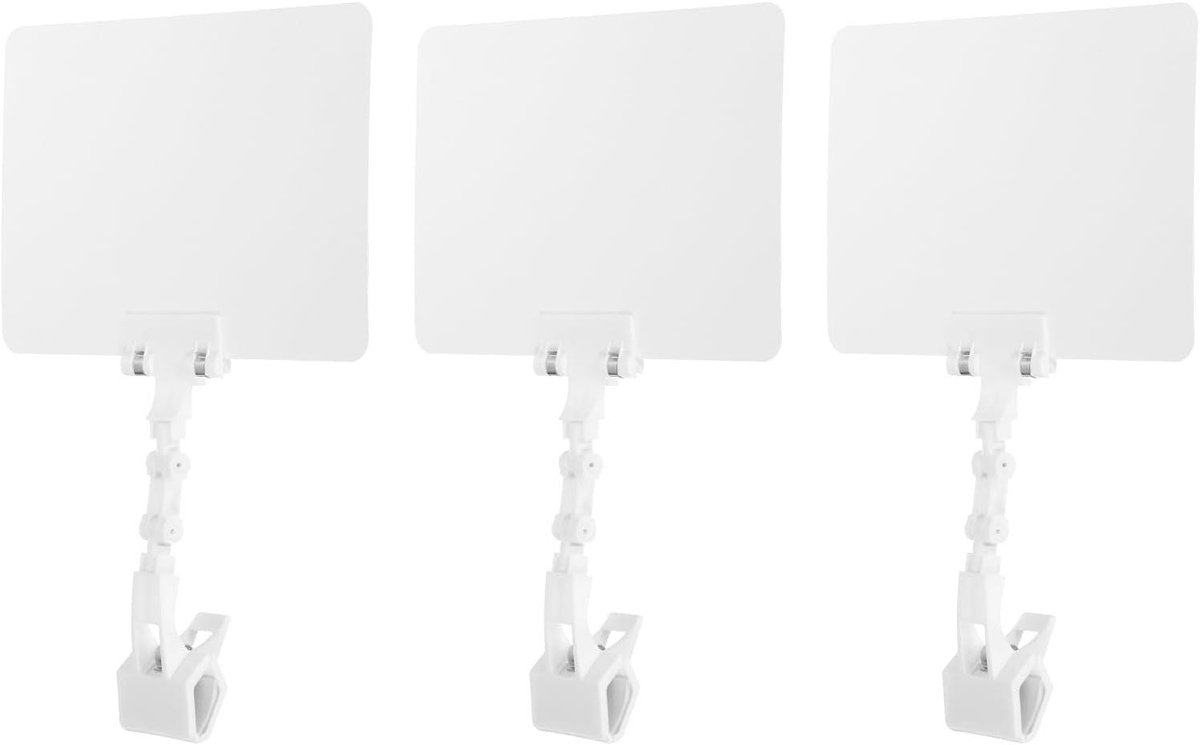 Tekenhouder Clip - Prijsdisplayhouder - Winkel Reclame - 360 Graden Draaibaar - 7 x 2 Inch - Wit