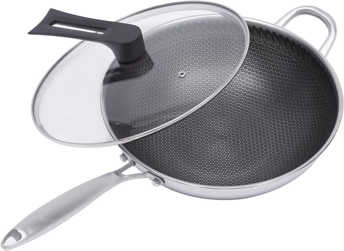 Wok Pan - Roerbakpan Inductie - Lekkere Maaltijden - Antiaanbaklaag - 30 cm - Zilver
