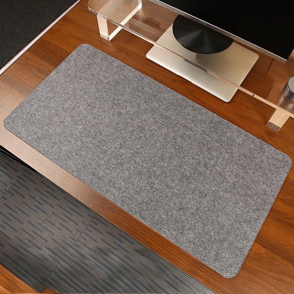 Bureauonderlegger Vilt - Desktop Mat - Bureau Beschermen - Dubbelzijdig Gebruik - 80x40 cm - Donkergrijs