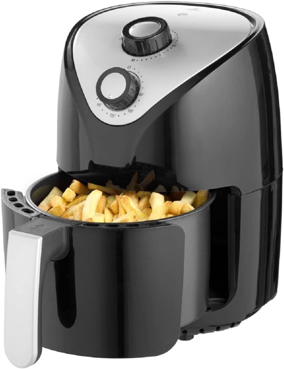 Heteluchtfriteuse - Airfryer - Vetarm Koken - Traploze Temperatuurregeling - 2 Liter - Zwart Zilver