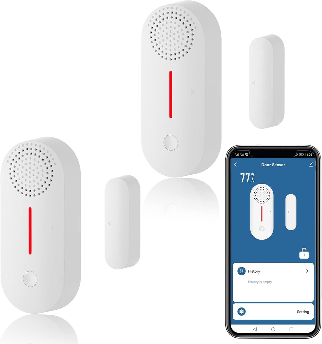 Slimme Deur Sensor - Draadloze Contact Sensor - Huisbeveiliging - Directe Meldingen - Maximaal 1.8 cm - Wit