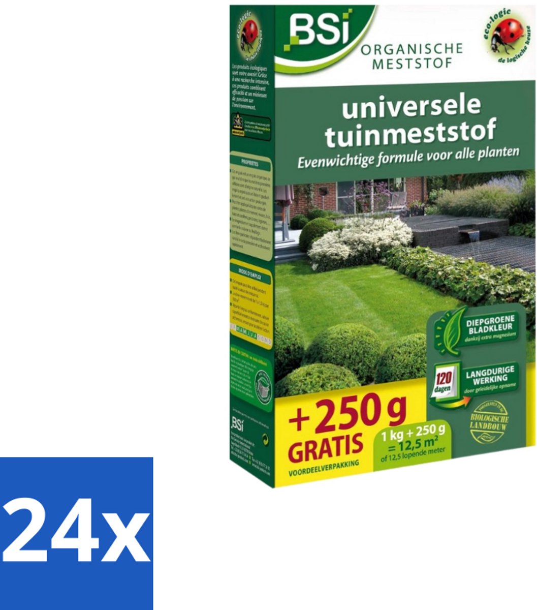 BSI – Universele Meststof – Evenwichtige Groei & Sterke Planten – 1,25 kg (12,5 m²) - Voordeelverpakking - 24 stuks