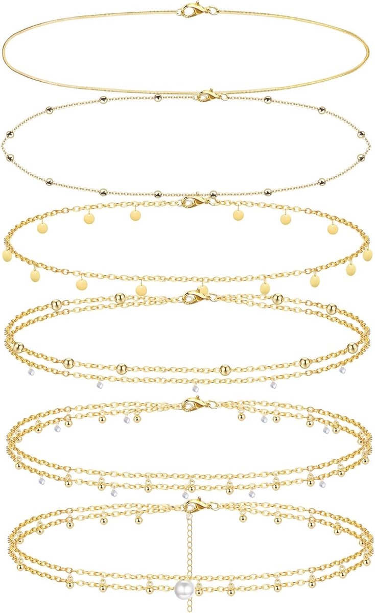 Body Chains Goud - Heupkettingen Bikini Kettingen - Zomer Strand Kleding - Verstelbaar 6 Delig - 80cm + 20cm Extensie