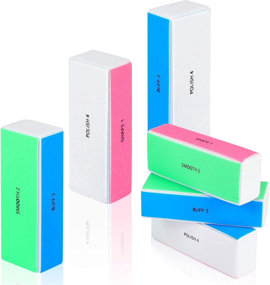 Nagel Bufferblokken - Nagelvijl Set - Nagels Modelleren - Vierzijdig Ontwerp - 6 Stuks