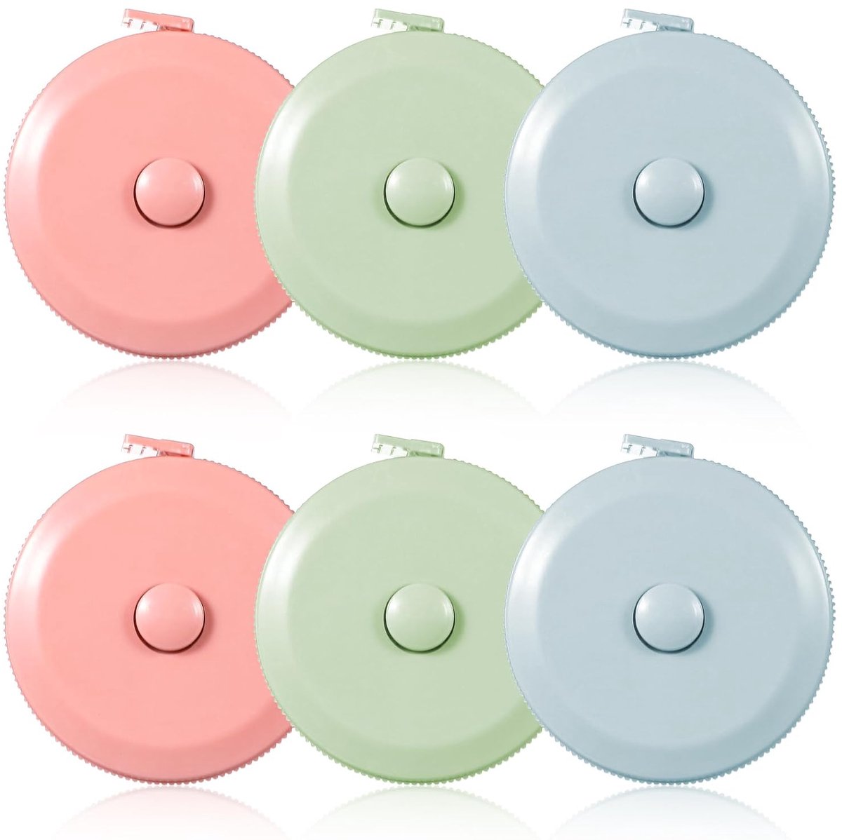 Meetlint Set - Lichaam Meetlinten - Naaien Lichaamsmaten - Intrekbaar Met Knop - 150 cm 6 Stuks - Blauw Roze Groen