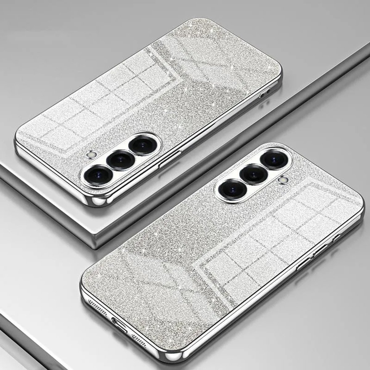 Hoesje geschikt voor Samsung Galaxy S26 - Phonesta Crystal Sparkle Glitter Silicone Back Cover - Zilver