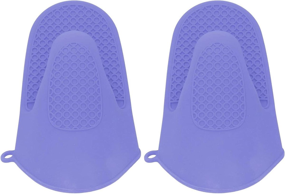 Ovenwanten Set - Hittebestendige Handschoenen - Veilig Koken - Antislip Siliconen - 20 cm Lengte - Purper