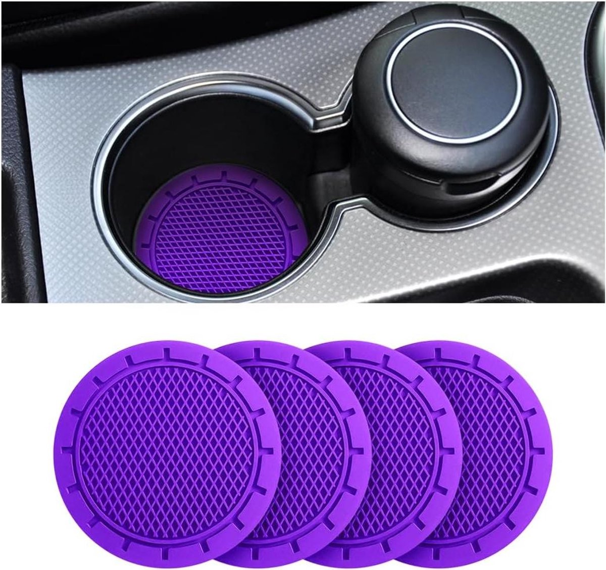 Autobekerhouders - Bekerhouders auto - Auto interieur - Antislip ontwerp - 7 cm diameter - Paars