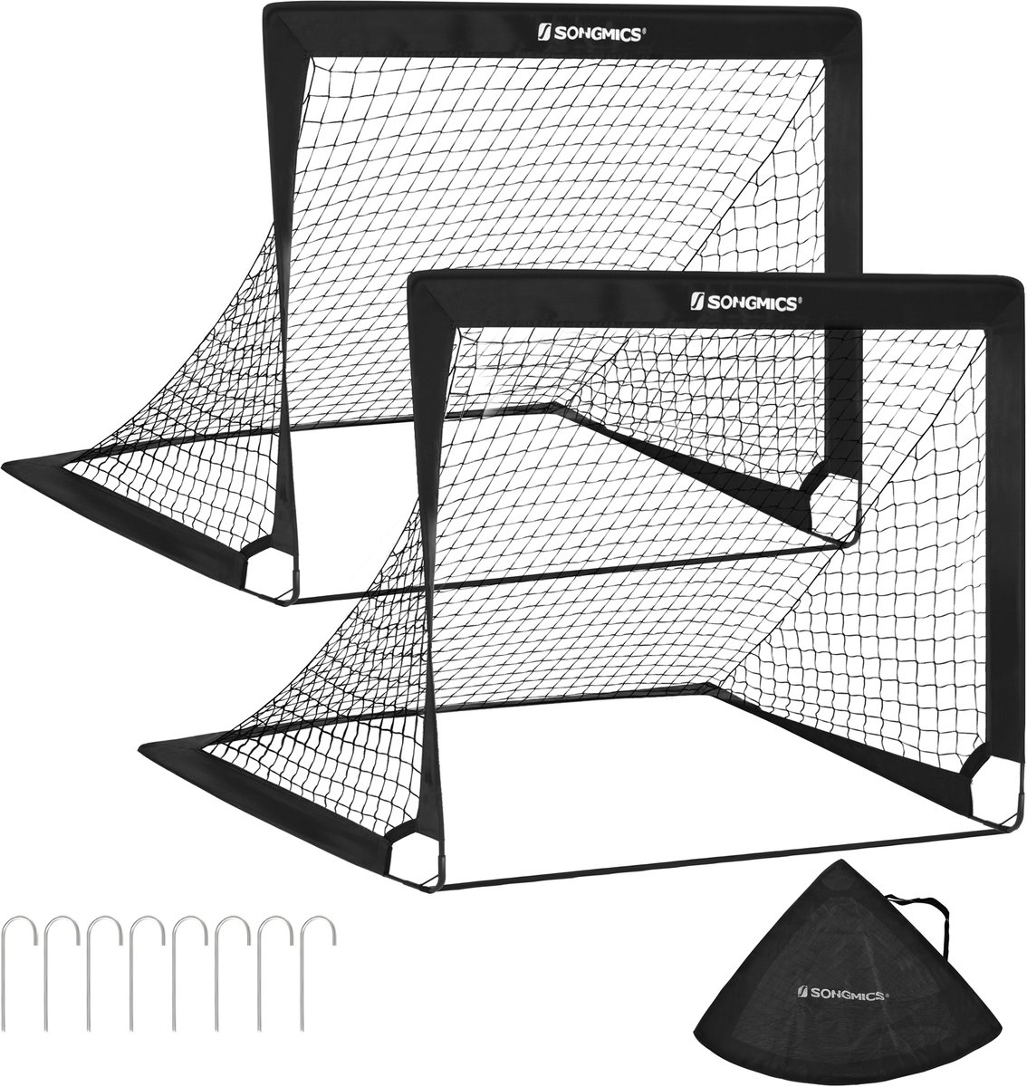 SONGMICS SZQ122B02 - Voetbaldoel Set van 2 voor Kinderen - Pop-up Systeem - Snel Op te Zetten - Voor Tuin
