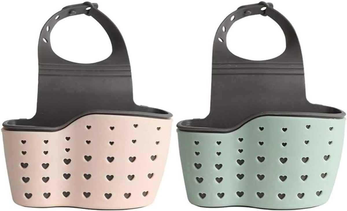 2 Stuks Hangende Opbergrek voor de Wasbak - Ideaal voor Zeep, Sponsen en Schoonmaakaccessoires met Afvoermogelijkheid