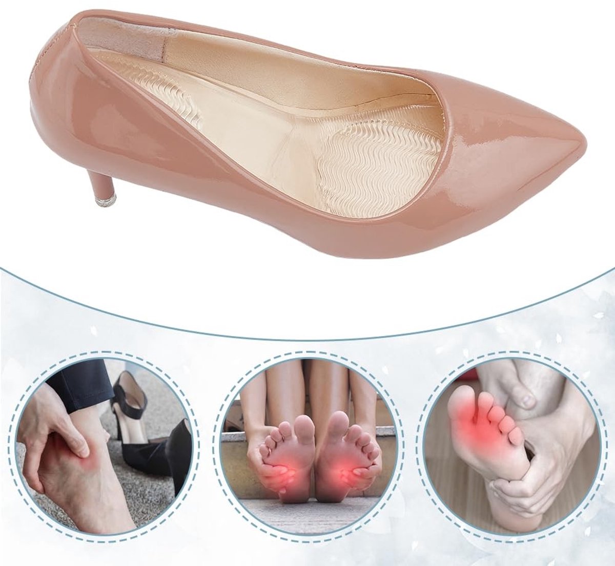 Golden crown - Inlegzolen voor hoge hakken - Transparante siliconen - Antislip en zelfklevend - Comfortabele schoenpads - Perfect voor avondschoenen -