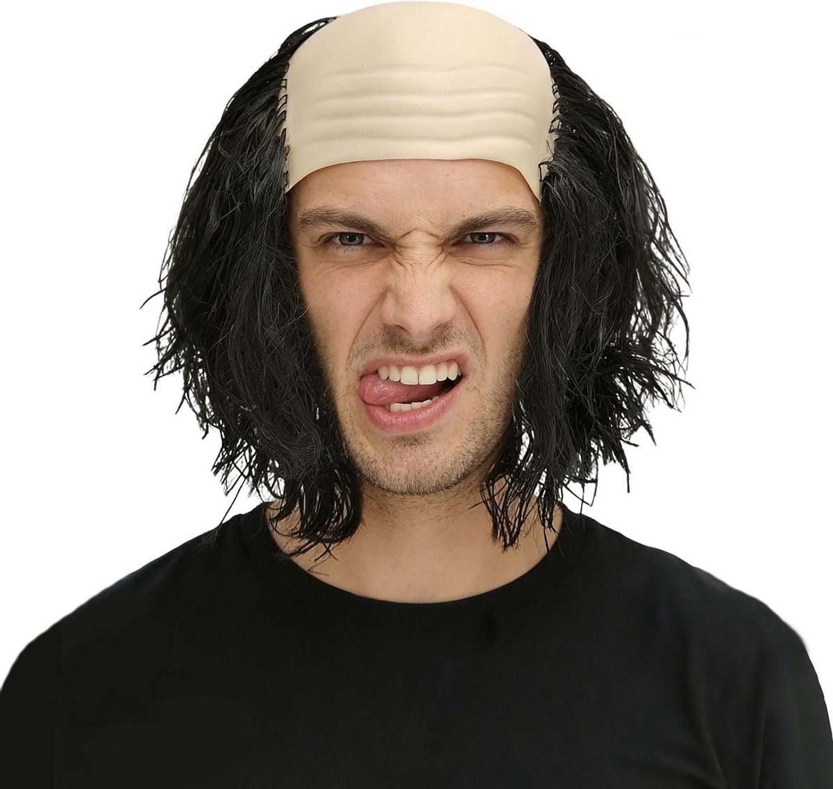 Realistische Semi-Bald Hoofdbedekking voor Volwassenen - Grappige Cosplay Peruk voor Oude Man, Halloween en Carnaval Feestthema