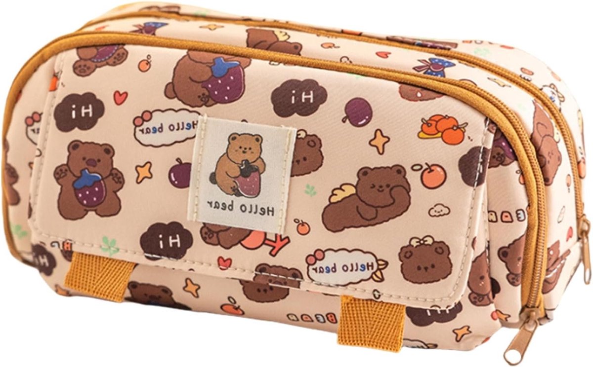 Grote Capaciteit Kawaii Pennezak voor Kinderen en Volwassenen, Geschikt voor School, Kantoor en Cosmetica, Schattige Beren- en Dierenontwerpen