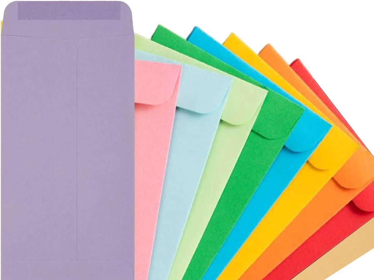 Mini Kleuren Enveloppen 5.5x9cm - 100 Stuks in 10 Verschillende Kleuren voor Uitnodigingen, Wenskaarten en Feesten