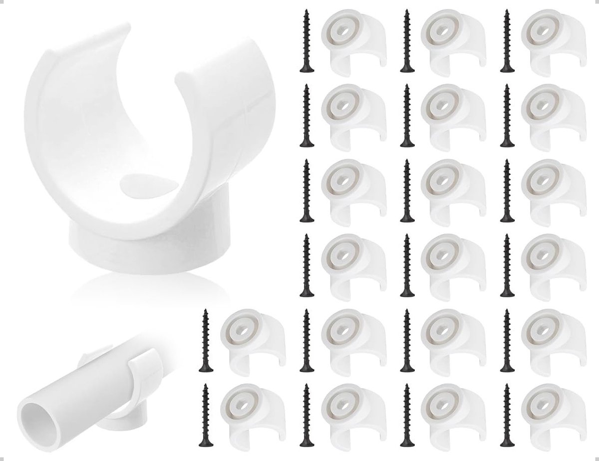 Buisklemmen Kunststof - Slanghouder U-haken - Leidingen Bevestigen - U-vormig Ontwerp - 20 Stuks 16mm - Wit
