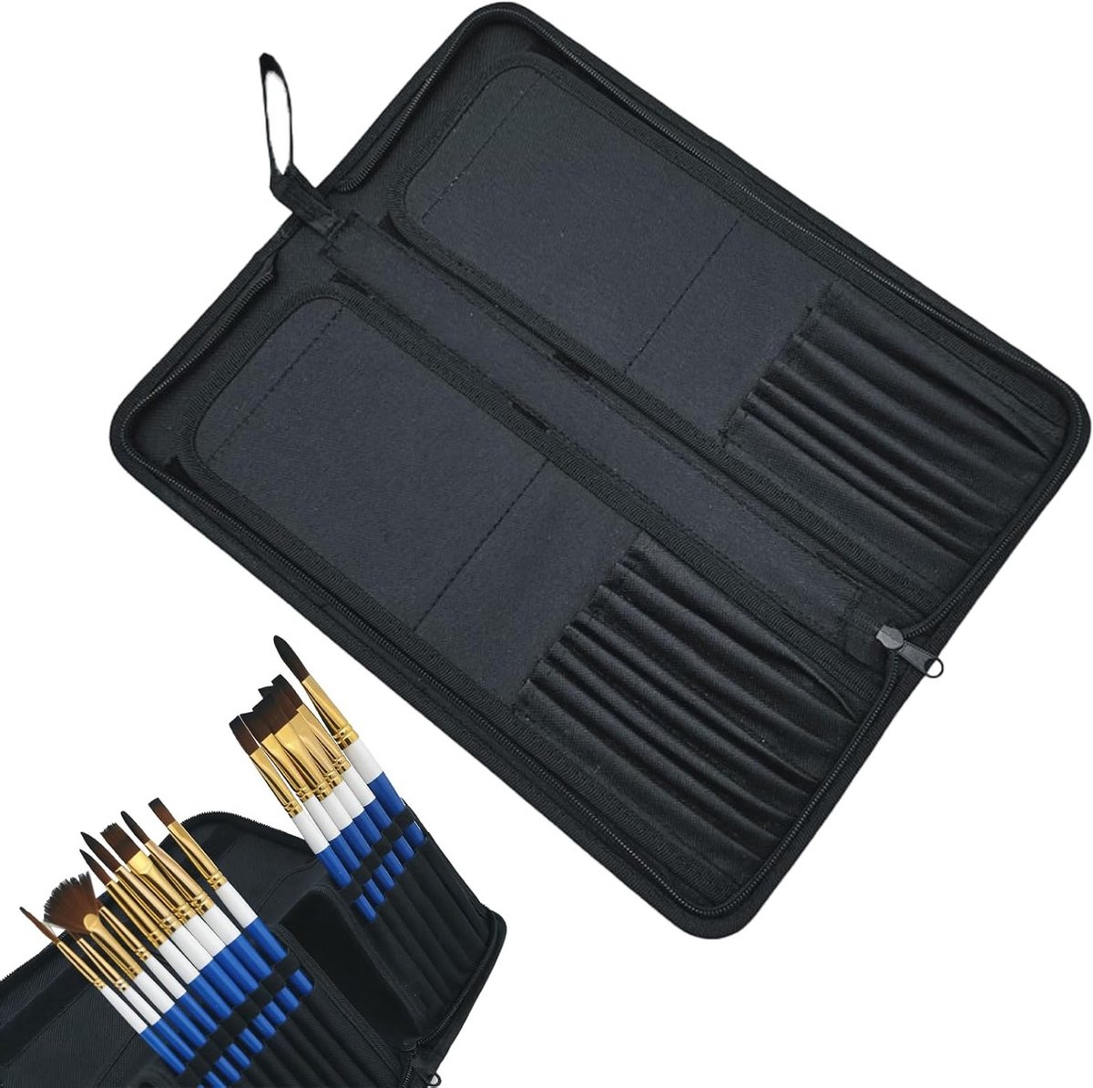 Kunstenaars borstel tas van Oxford stof, met zelfklevende tape, 15 borstel slots, ideaal voor buiten schilderen en onderweg