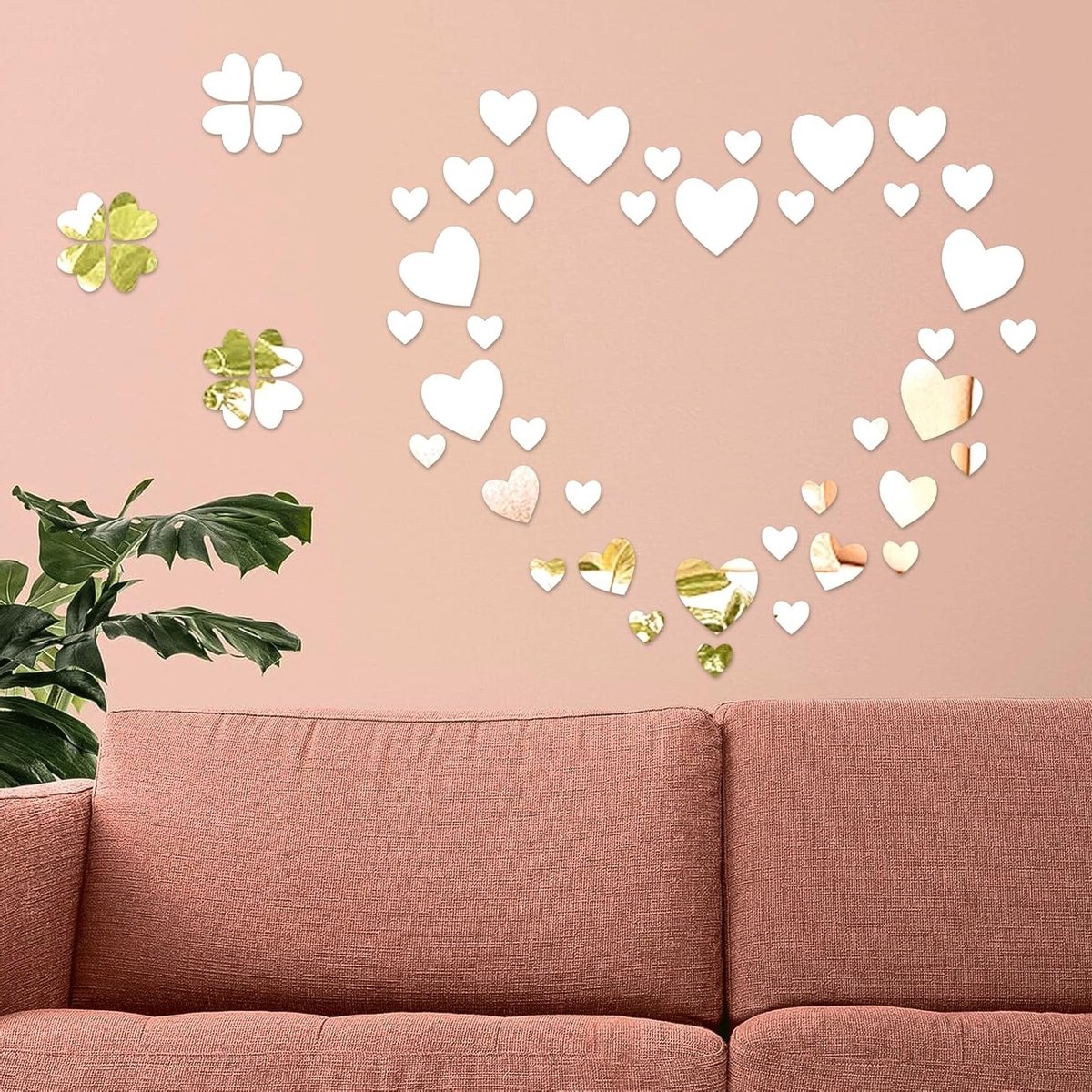 Lieve hart spiegel wandsticker voor een romantische sfeer in huis, decoratie en muuraccessoires