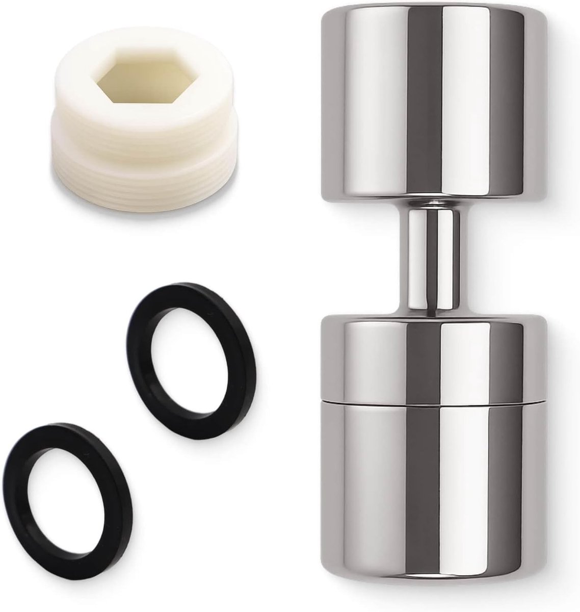 360° draaibare kraanadapter met verlengstuk en luchtinjector voor M22 en M24, waterbesparend en eenvoudig te installeren