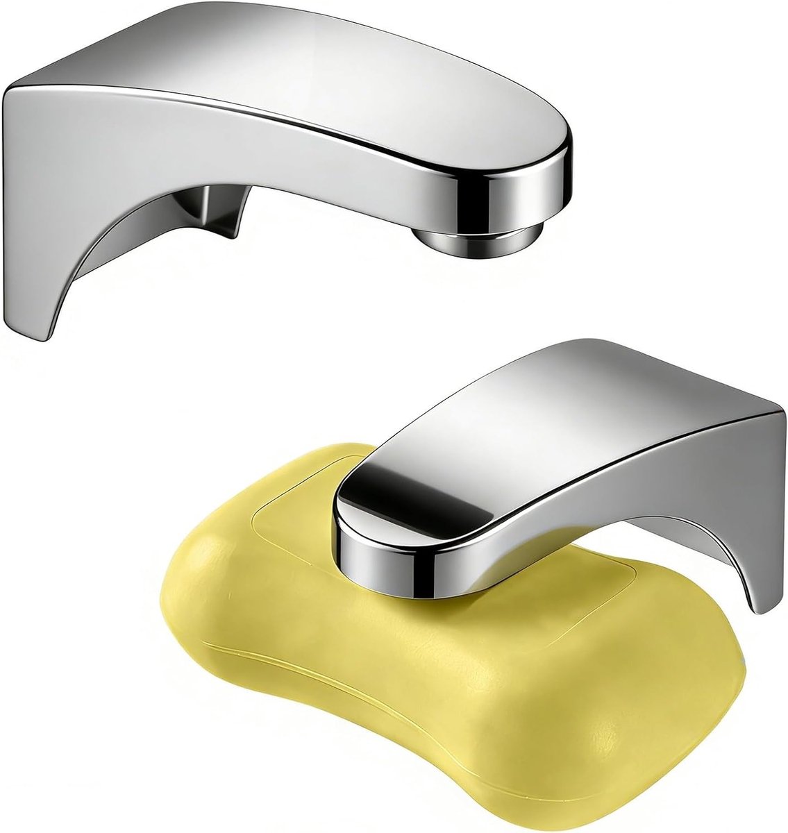 Set van 2 Magnetische Zeepdispensers zonder Boren - Wandbevestigde Zeepbak voor Keuken, Badkamer en Wastafel, Roestvrij Staal