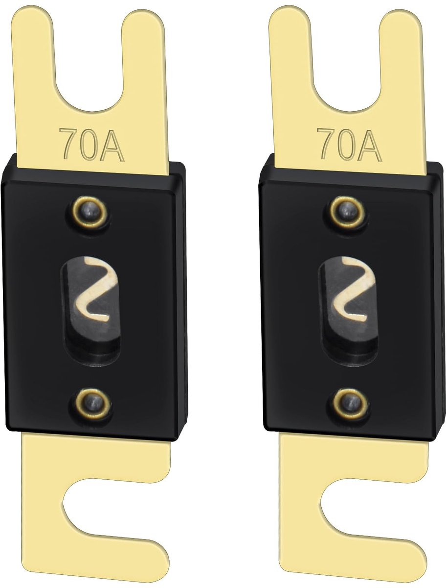 Store_7 Fuse - 70 Amp - Ideaal voor Car Audio Systemen - Gold/Black - Pack van 2 - Geschikt voor Auto's - Fuse voor Audio-installatie