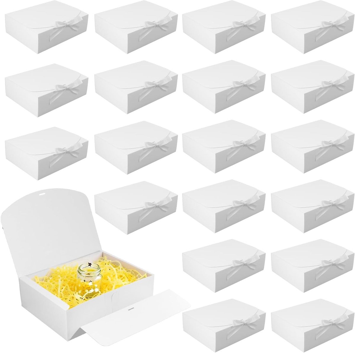 Set van 20 Witte Cadeau Dozen met Deksel, 27x20x8cm, Perfect voor Bruidsmeisje Voorstellen, Feest en Verpakking
