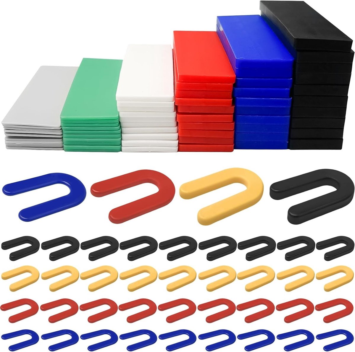 100 Stuks Platte Plastic Glazing Packers 28mm x 100mm voor Raam- en Deurlijsten, Verstelbare Dikte en Duurzaam Ontwerp