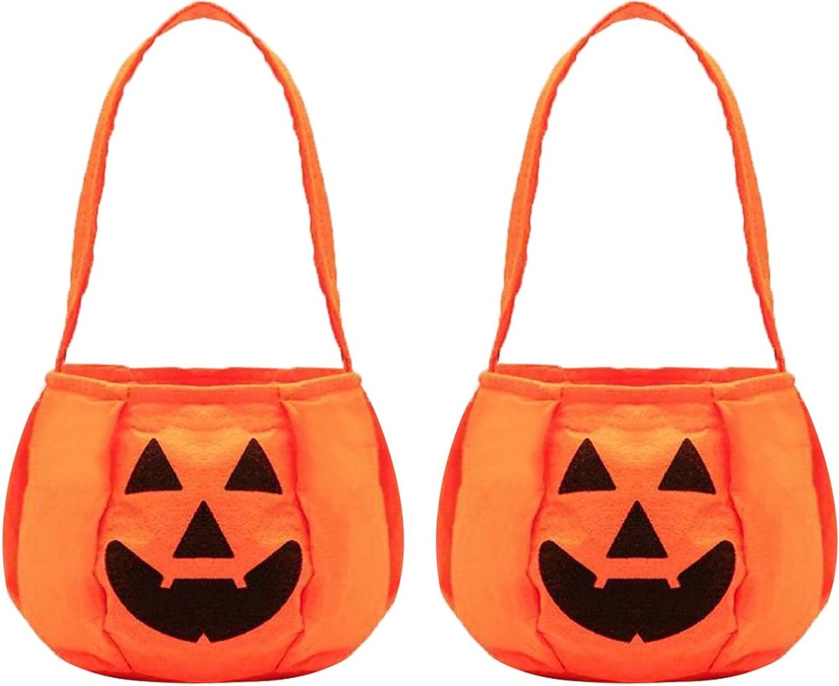2 stuks Halloween snoepzakken, pompoen manden voor trick or treat, feestelijke tasjes voor Halloween en kerstdecoraties