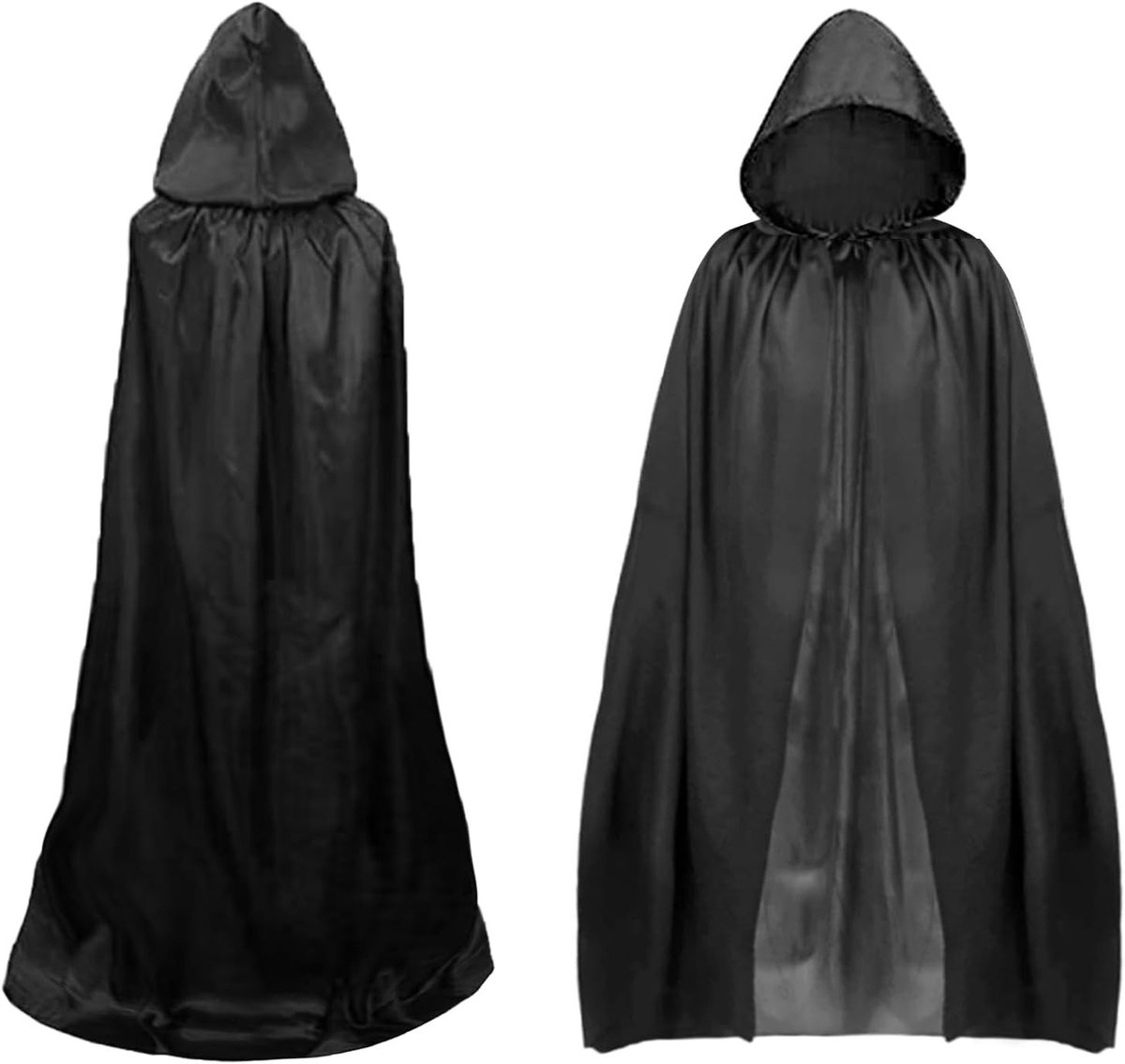 Hooded Cape voor Halloween en Carnaval - Lange Zwarte Kostuumjas voor Gothic, Vampier en Duivel Cosplay Feest