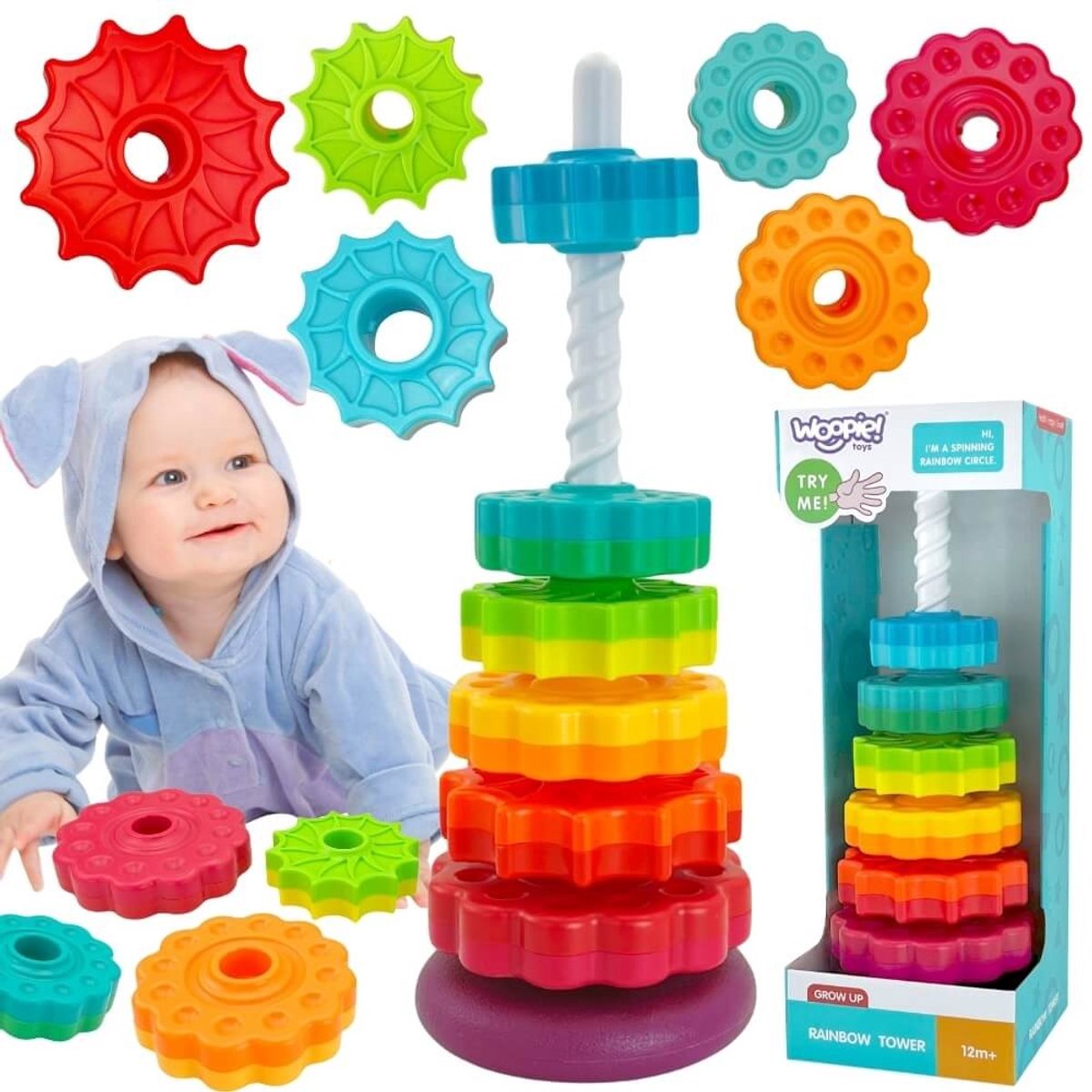 Woopie Baby Educatieve Piramide Gedraaide Toren - UNI