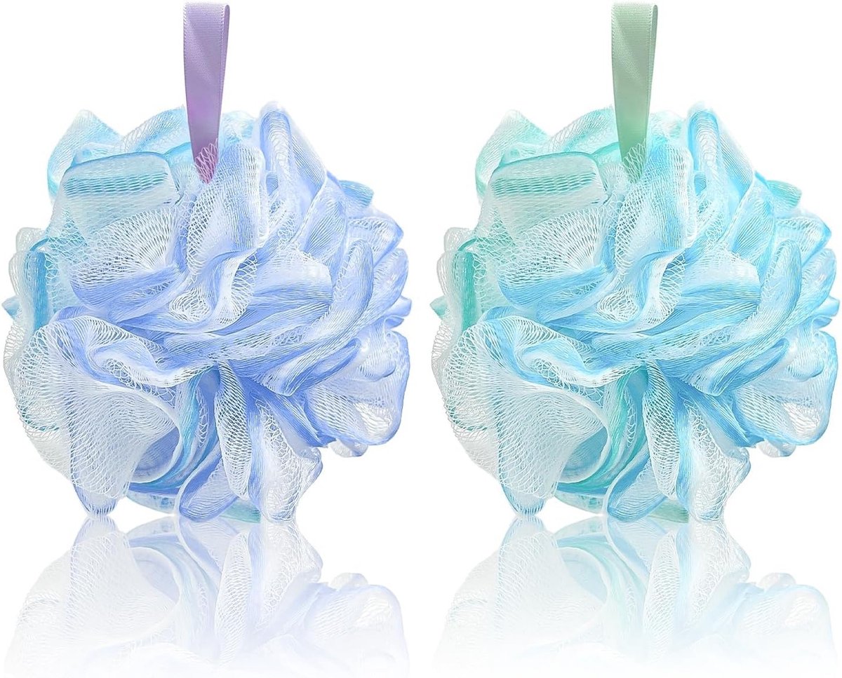 Grote Bad Sponsen voor Zachte Exfoliatie, 2-Pack Mesh Douche Scrubbers voor Mannen en Vrouwen, Ideaal voor Verzorging en Ontspanning