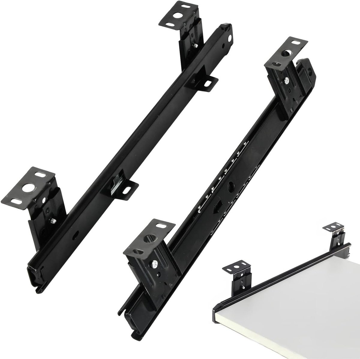 Robuuste ladegeleiders voor toetsenborden - 14 inch zwart ijzer met montagemateriaal voor optimale ondersteuning