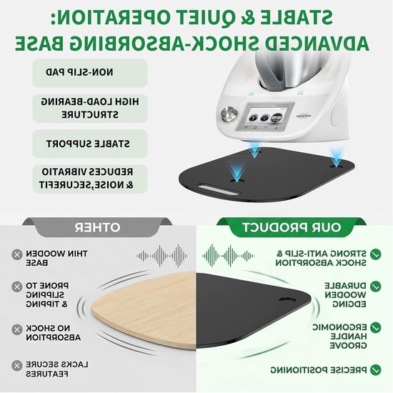 Houten Glijplank voor Thermomix TM7, Gemakkelijk Schoon te Maken, Met Wielen, Ideaal voor Koken en Bereiden van Gerechten van Merkloos — afbeelding 3