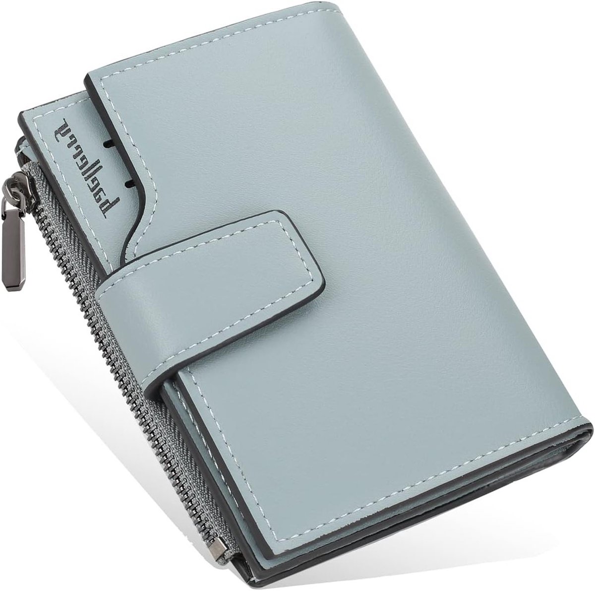 Dames Mini Handtas van Zacht Faux Leer met Magnetische Sluiting, Ritssluiting en Kaartsleuven - Lichtblauw Vintage Ontwerp