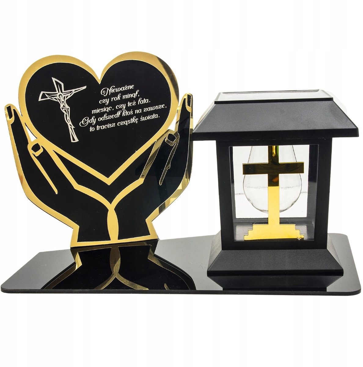 Grote LED Zonne Znicz met Gepersonaliseerde Acryl Basis - Grafsteen Lamp