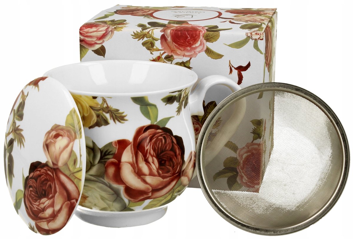 Retro Mok met Zeef KASANDRA - Bone China Porselein, 530ml